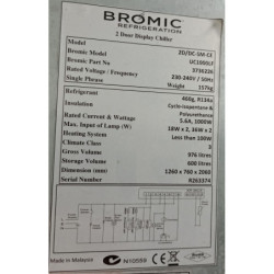 EX-DEMO Bromic UC1000LF Upright 2 Glass 