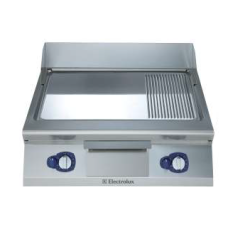 Electrolux 900XP Gas Fry Top Chrome Plated 2/3 Smooth and 1/3 Ribbed Sloped Plate 800mm Wide E9FTGHCP00