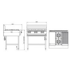 Complete BB-2/12G CHG300 Two Burner Cook Top and 300mm Char Grill /300mm Grill Plate Combination