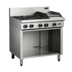 Complete BB-4/12G CHG300 Four Burner Cook Top and 300mm Char Grill /300mm Grill Plate Combination