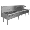 Complete WT-2/BB-2 WTF -2/BB-2  Two Hole Flued Turbo Jet Wok Table and Two Burner Boiling Section