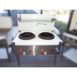 Complete WT-2/BB-2 WTF -2/BB-2  Two Hole Flued Turbo Jet Wok Table and Two Burner Boiling Section