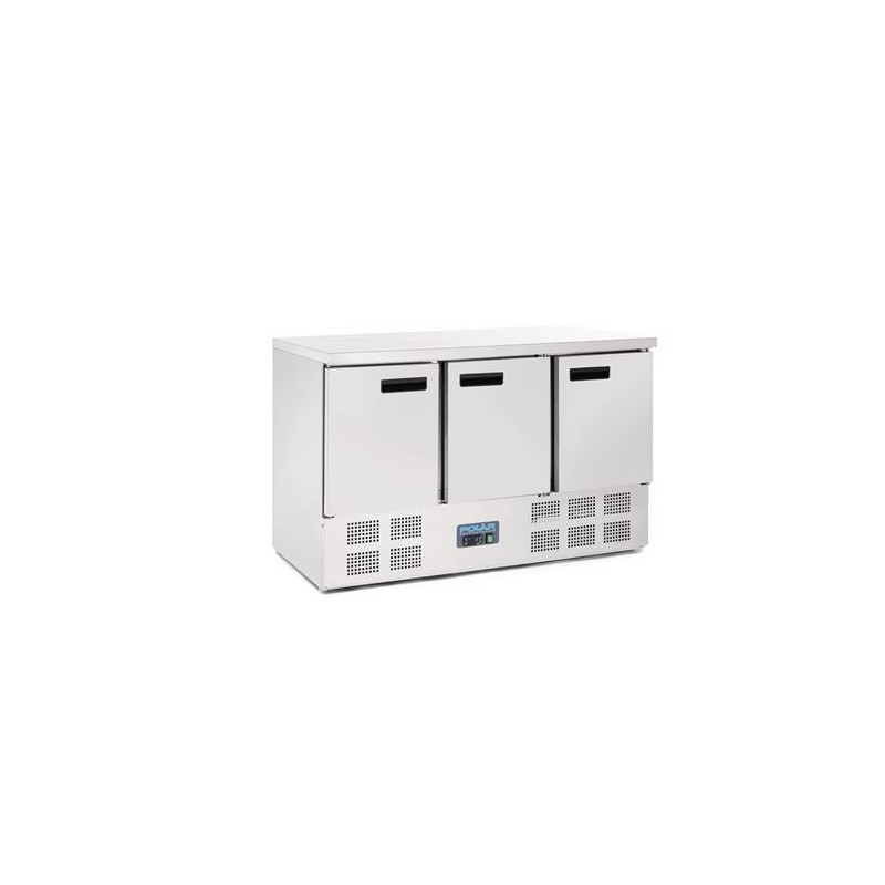 POLAR - G622-A - Polar 3 Door Counter Fridge 368Ltr Stainless Steel