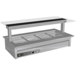 Culinaire Drop In Counter Line Bain Marie With Flat Glass Gantry - Stainless Steel Fixings - CH.BMC.D.GSF.8