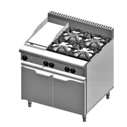 B+S COMMERCIAL KITCHENS - Verro Combo Four Open Burners & 300mm Grill Plate -VHBT-SB4-GRP3 