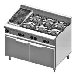 B+S COMMERCIAL KITCHENS -Verro Combo Six Open Burners & 300mm Char Broiler - VHBT-SB6-CBR3