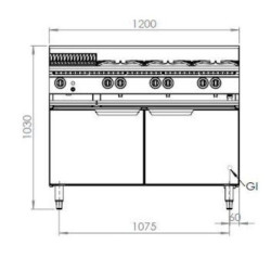 B+S COMMERCIAL KITCHENS -Verro Combo Six Open Burners & 300mm Char Broiler - VHBT-SB6-CBR3