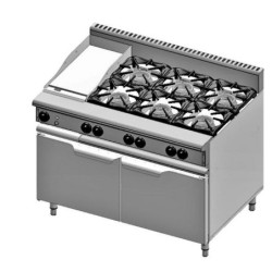 B+S COMMERCIAL KITCHENS -  Verro Combo Six Open Burners & 300mm Grill Plate  - VHBT-SB6-GRP3