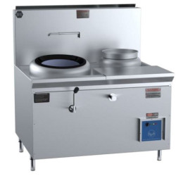 B+S COMMERCIAL KITCHENS -    B+S Single Hole Hi Pac Wok with Right Rear Pot & Side Prep Table   - CCF-HP1+1R 