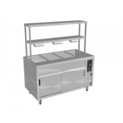 culinaire Island Bain Marie with Double Gantry & Heat Lamps to Bottom Shelf - CH.BMH.I.GDB.4