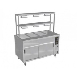 Culinaire Island Bain Marie with Double Gantry & Heat Lamps to Bottom Shelf - CH.BMH.I.GDB.5