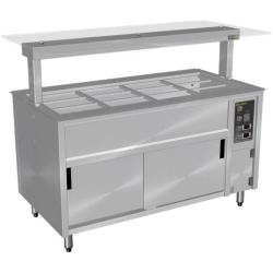 Culinaire Under Bench Counter Line Bain Marie Hot Cupboard With Flat Glass Gantry - Stainless Steel Fixings- CH.BMHC.U.GSF.6