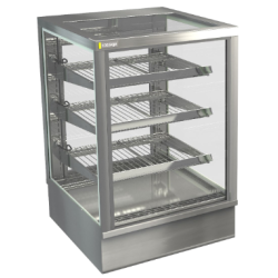 COSSIGA - 600 WIDE FREESTANDING SQUARE HEATED FOOD DISPLAY WITH A GLASS TOP & DECK FORCED HEATING - STGHT6-SD