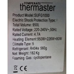 FED Thermaster SUFG1000 2 Glass Door Fre