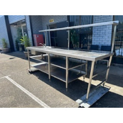 Stainless Steel Bench With Sink Tap And Shelving