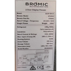 Bromic UF1000LF Upright Display Freezer Flat Glass Door 976L LED Ex-Display