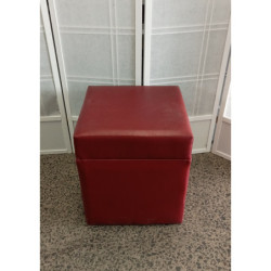 Wine Red Ottoman Cube Pouf, Pair