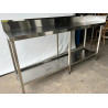 Used Stainless Steel Work Bench With Corner Splash Back and Shelf Under