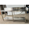 Used Stainless Steel Work Bench With Corner Splash Back and Shelf Under