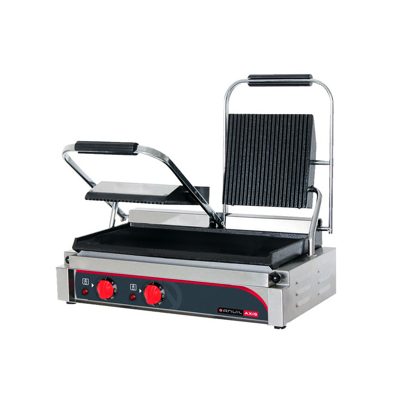 Anvil TSS3000 Panini Press Double Ribbed Top Flat Bottom