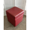 Wine Red Ottoman Cube Pouf, Pair