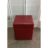 Wine Red Ottoman Cube Pouf, Pair