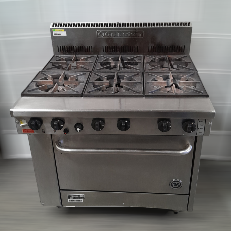 Used Goldstein PF628 6 Burner Gas Range With Gas Static Oven