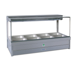 Roband S22   Square Glass Hot Food Display Bar, 4 pans double row