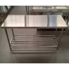 Used Stainless Steel Bench with Rail Underbench 1500mm Wide