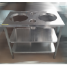 Used Stainless Steel Bench with Cutlery Containers and Holes for Plate Dispensers