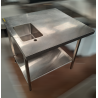 Used Stainless Steel Bench with Hand Basin and Pre-Punched Hole for Tap