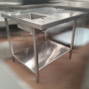 Used Stainless Steel Bench with Hand Basin and Pre-Punched Hole for Tap