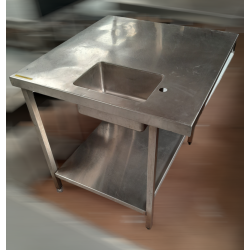 Used Stainless Steel Bench with Hand Basin and Pre-Punched Hole for Tap