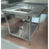 Used Stainless Steel Bench with Hand Basin and Pre-Punched Hole for Tap