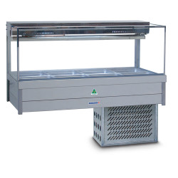 Roband SRX24RD   Square Glass Refrigerated Display Bar, 8 pans