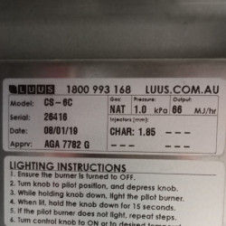 Used Luus 600mm Gas Barbecue Chargrill W