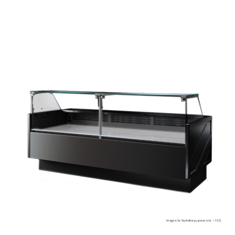 Tecnodom Serie MR Black 2480mm Wide Deli Display with Storage and Castors TDMR-0925B