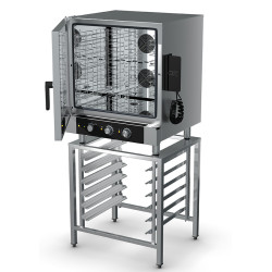 Turbofan EC40M7 and SK40A - Full Size 7 Tray Manual / Electric Combi Oven on a Stainless Steel Stand