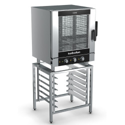 Turbofan EC40M7 and SK40A - Full Size 7 Tray Manual / Electric Combi Oven on a Stainless Steel Stand