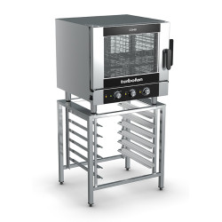 Turbofan EC40M5 and SK40A - Full Size 5 Tray Manual / Electric Combi Oven on a Stainless Steel Stand