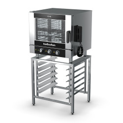 Turbofan EC40M5 and SK40A - Full Size 5 Tray Manual / Electric Combi Oven on a Stainless Steel Stand