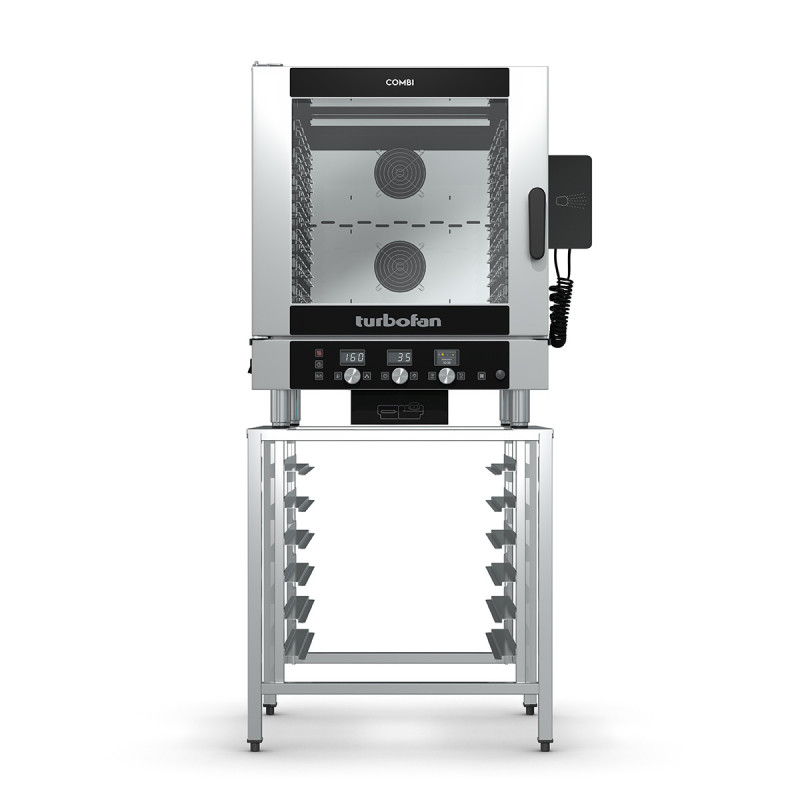 Turbofan EC40T7 and SK40A - Full Size 7 Tray Touch / Electric Combi Oven on a Stainless Steel Stand