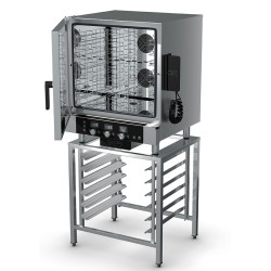 Turbofan EC40D7 and SK40A - Full Size 7 Tray Digital / Electric Combi Oven on a Stainless Steel Stand