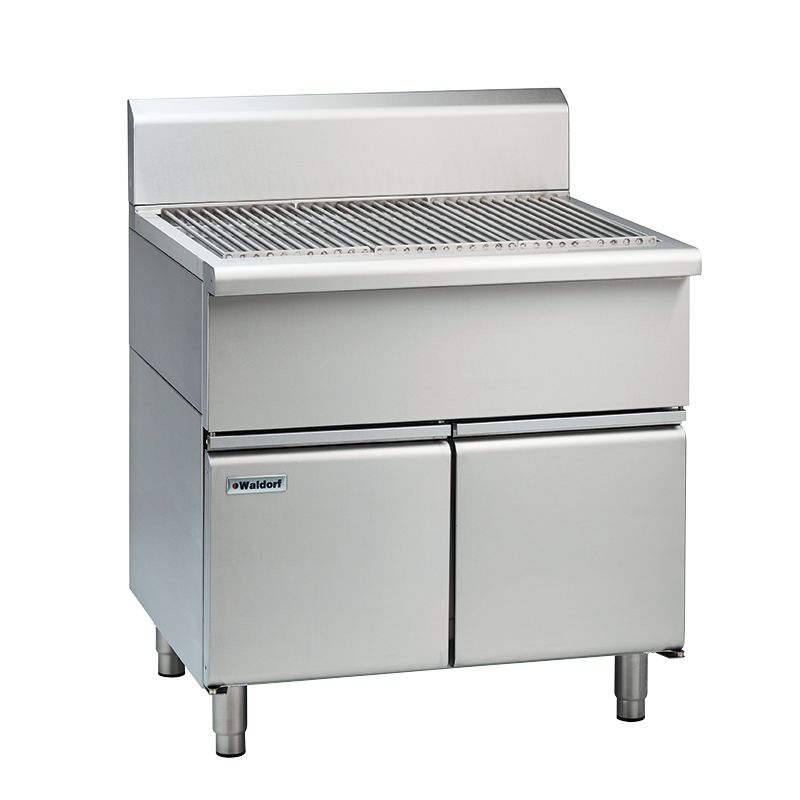 Waldorf 800 Series SF8900-CD - 900mm Solid Fuel Grill - 215mm Splashback Version - Cabinet Base with Doors