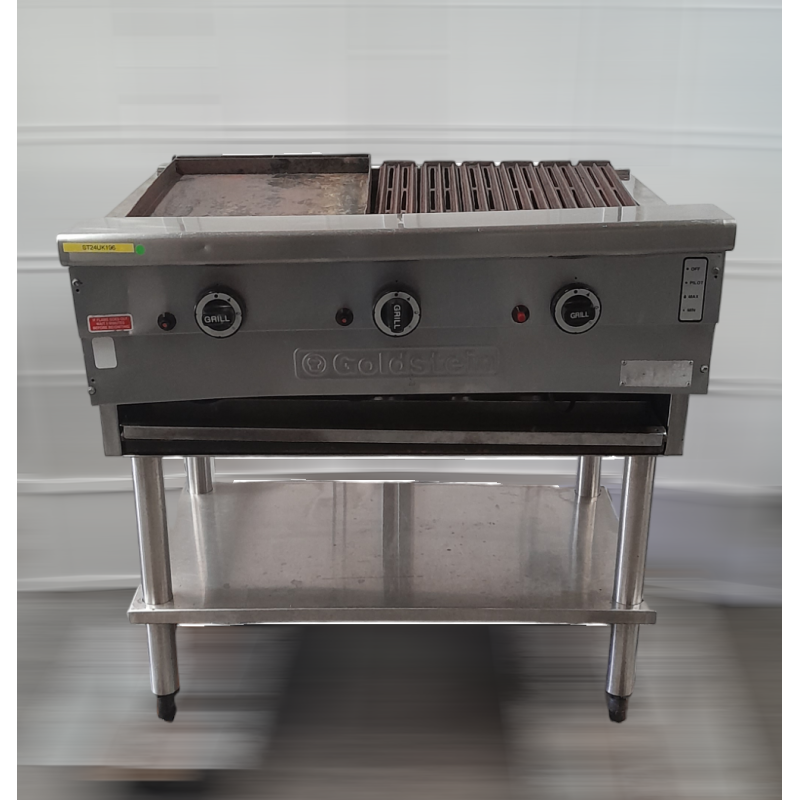 Used Goldstein RBA36L Combination Char Grill and Grill Plate