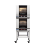 Turbofan E23D3/2C - Half Size Tray Digital Electric Convection Ovens Double Stacked on a Stainless Steel Base Stand