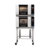 Turbofan E23T3/2 - Half Size Electric Convection Ovens Touch Screen Control Double Stacked on a Stainless Steel Base Stand