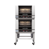 Turbofan E27D2/2 - Full Size Tray Digital Electric Convection Ovens Double Stacked on a Stainless Steel Base Stand