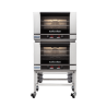 Turbofan E27D3/2 - Full Size Tray Digital Electric Convection Ovens Double Stacked on a Stainless Steel Base Stand