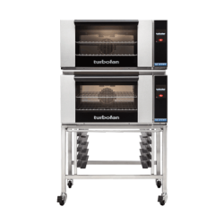 Turbofan E27T2/2 - Full Size Electric Convection Ovens Touch Screen Control Double Stacked on a Stainless Steel Base Stand